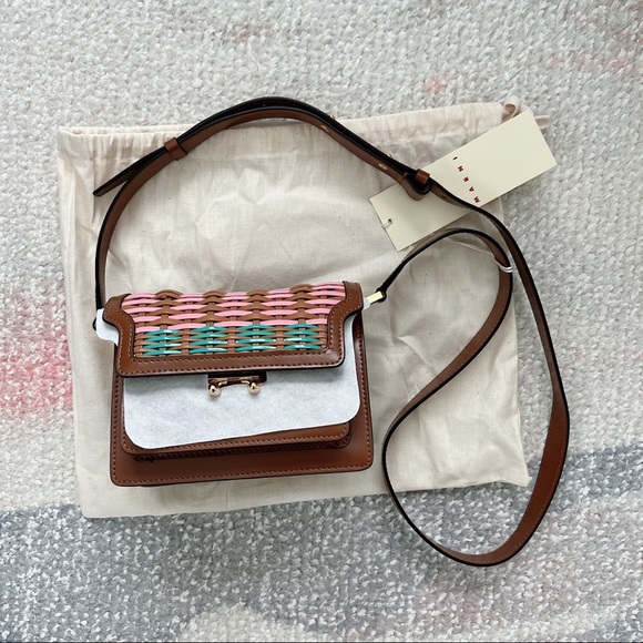 NWT Marni Trunk Mini Calfskin Woven Shoulder Bag - Picture 4 of 15